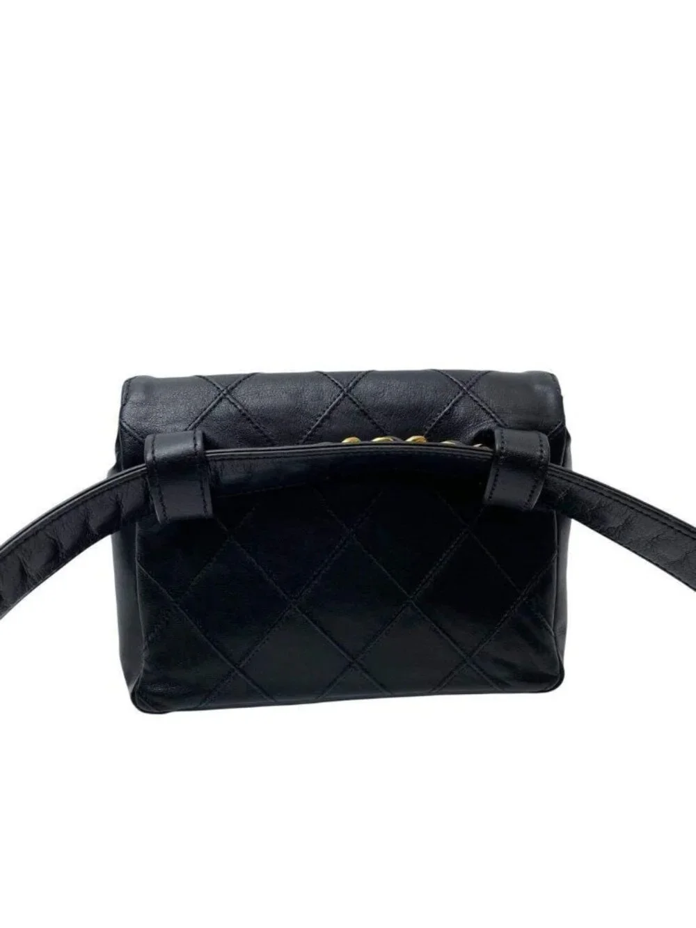 Chanel Bicolor Quilted Waist Bag Pouch CC Logo Black